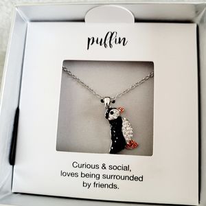 NWT Sterling Silver Puffin  Necklace 18in